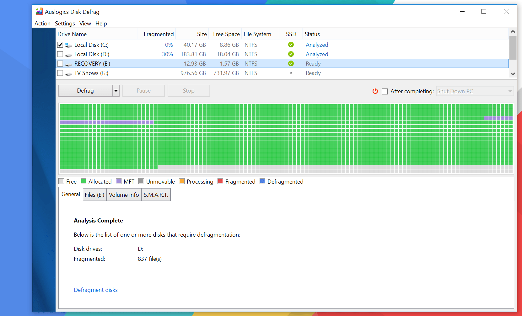 best free disk defrag windows 10